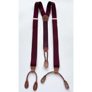 Burgundy and Leather Pelican Colours USA Made Suspenders Y-Back Button Down
